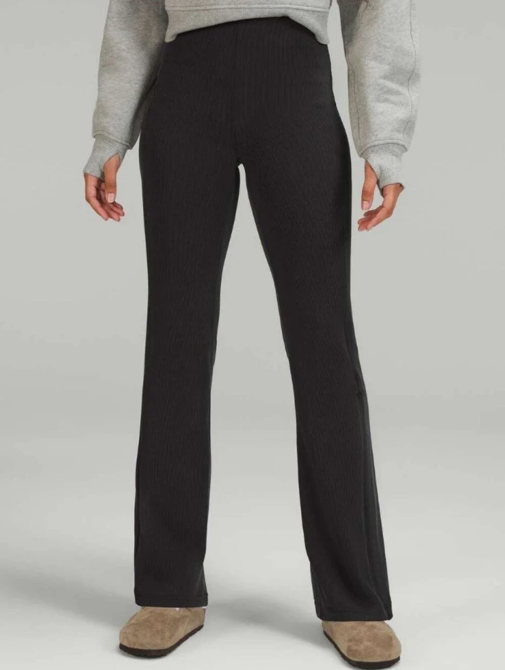 Lululemon Black Brushed Softstreme Ribbed Zip Flared 32.5